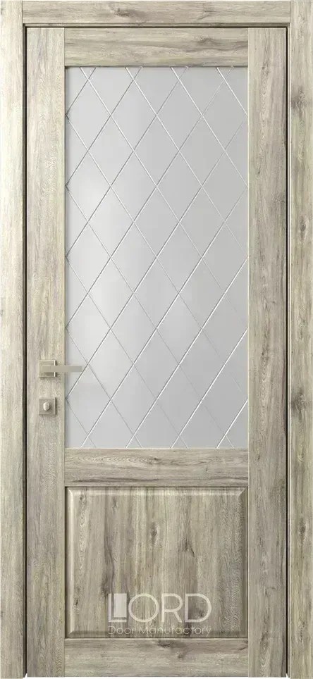 Дверь экошпон Кантри 2 ПО стекло с рисунком Romb
