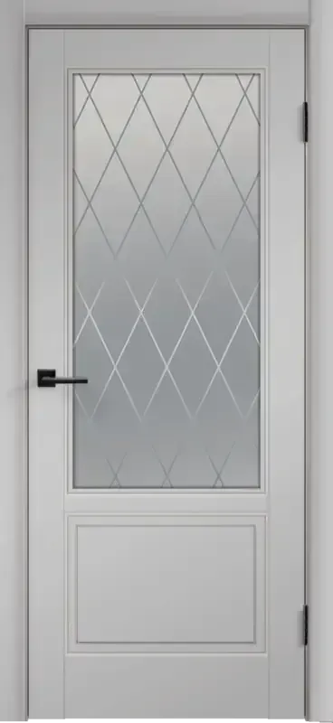 Дверное полотно Эмаль SCANDI 2V цвет Светло-серый стекло РОМБ Мателюкс