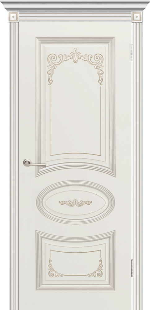 Дверь со стеклом Арма ПО белая эмаль + патина