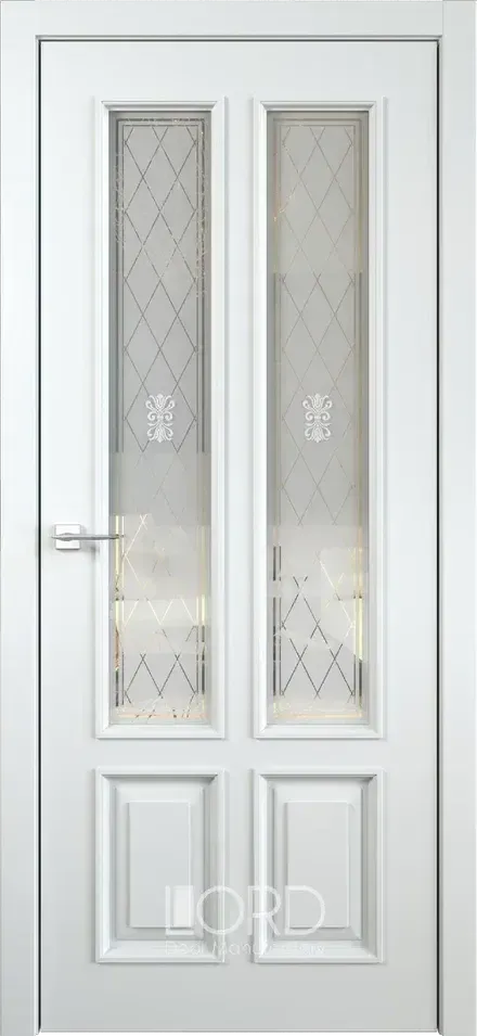 Дверь эмаль Miletti M7 ПО стекло рефлекторное с рисунком Rococo