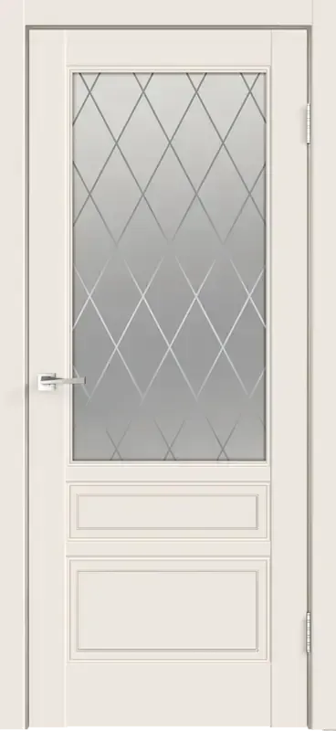 Дверное полотно Эмаль SCANDI 3V цвет Слоновая кость стекло РОМБ Мателюкс