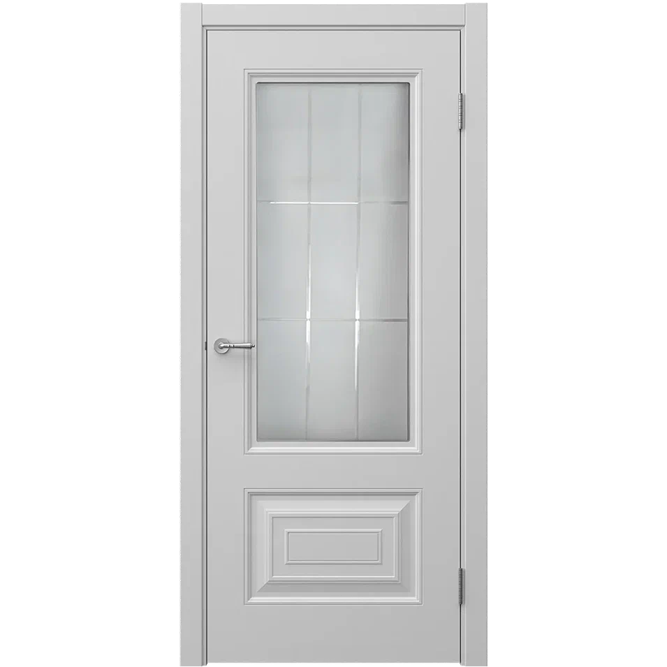 Дверь со стеклом Сван 6 ДО светло-серая эмаль стекло матовое с рисунком