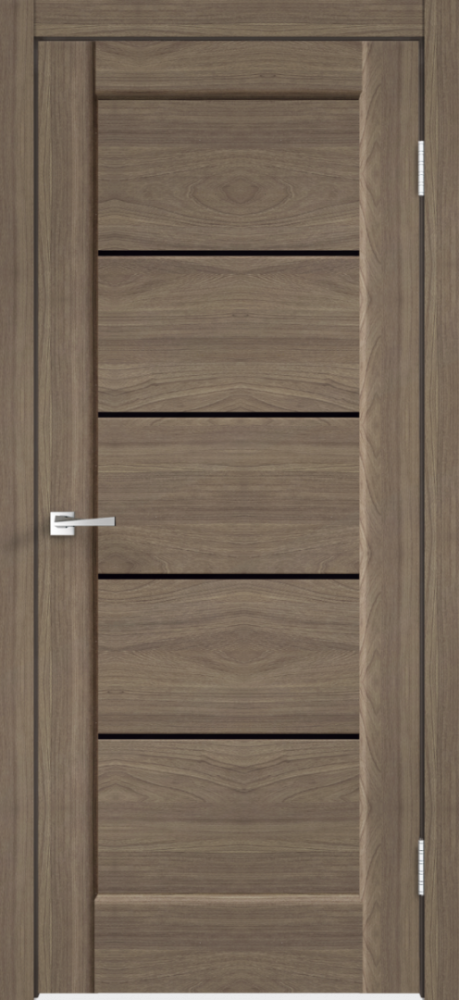 Дверное полотно Экошпон PREMIER 1 цвет Ильм Европейский стекло Лакобель черное