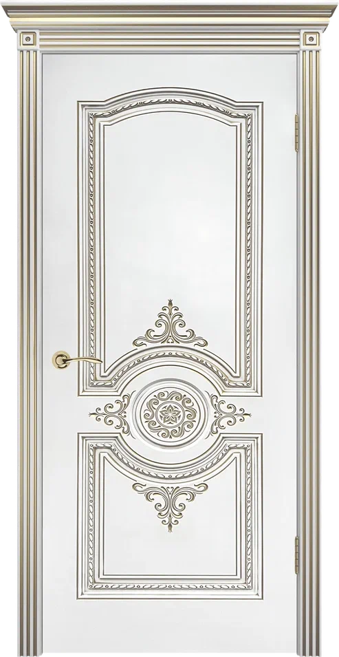 Дверь глухая Мерида В3 ПГ белая эмаль с патиной золото
