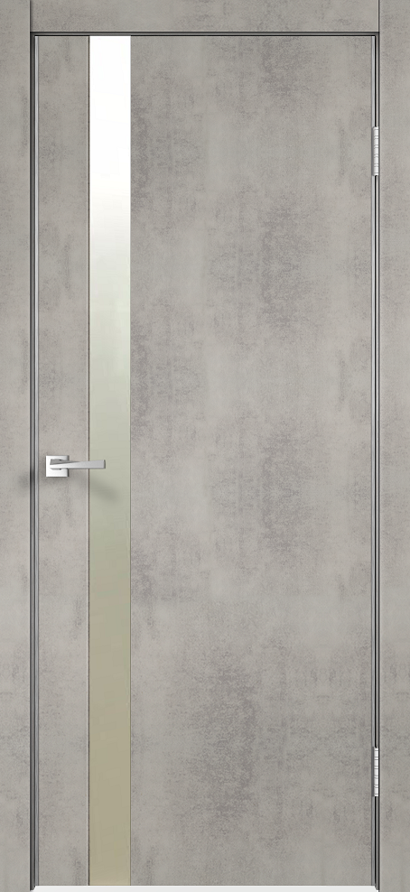 Дверное полотно Экошпон TECHNO Z1 цвет Муар светло-серый зеркало Матированное