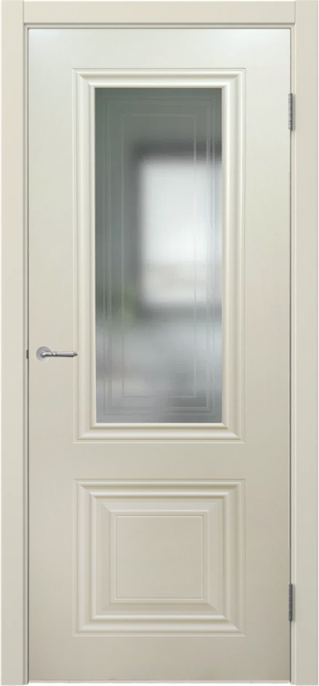 Дверь со стеклом Стелла 1 ДО бежевая эмаль стекло матовое с рисунком