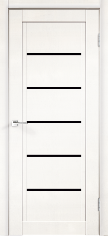 Дверное полотно Экошпон NEXT 1 цвет Белый Эмалит стекло Лакобель черное