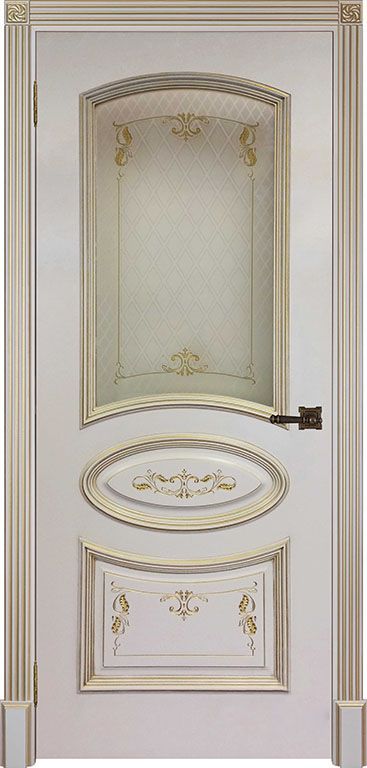 Дверь со стеклом Багет 3 ПДО слоновая кость RAL 9001