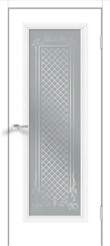 Дверное полотно Эмаль LEDO 1 4V цвет Белый стекло Мателюкс каленое Престиж