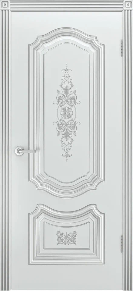 Дверь глухая Катания В3 ПГ белая эмаль с патиной серебро