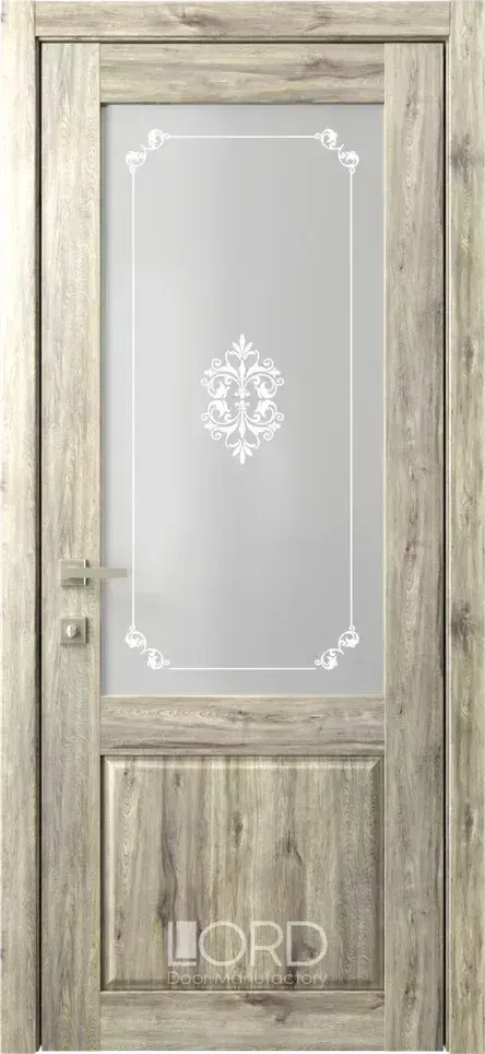 Дверь экошпон Кантри 2 ПО стекло с рисунком Gracia