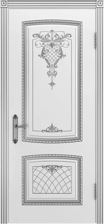 Дверь глухая Виченца В3 ПГ белая эмаль с патиной серебро