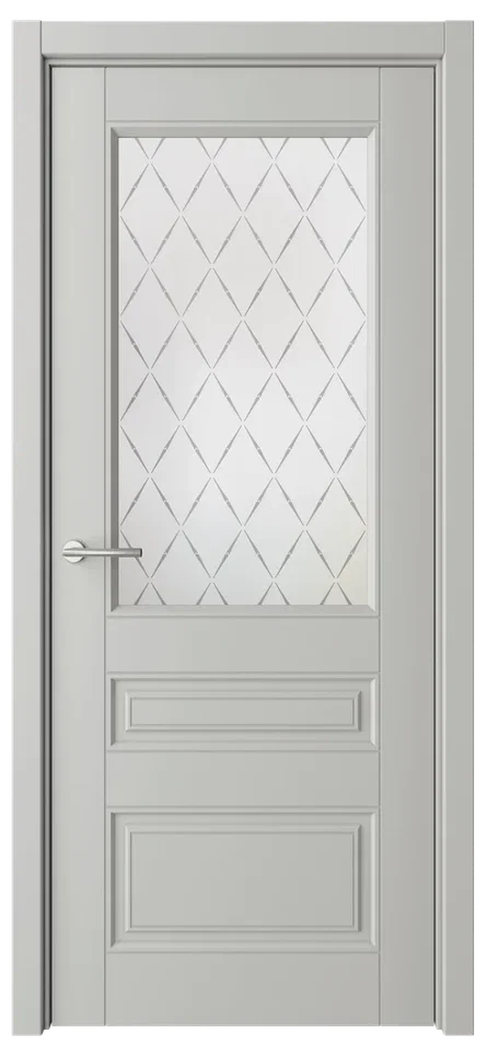 Дверь со стеклом Классика-3 ПО серая эмаль