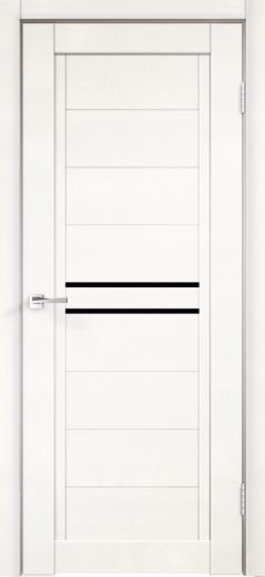 Дверное полотно Экошпон NEXT 2 цвет Белый Эмалит стекло Лакобель черное