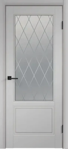 Дверное полотно Эмаль SCANDI 2V цвет Светло-серый стекло РОМБ Мателюкс