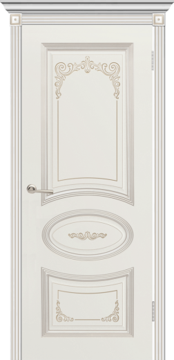 Дверь со стеклом Арма ПО белая эмаль + патина