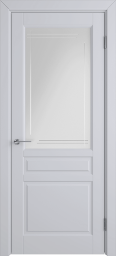 Дверь со стеклом Stockholm светло-серая эмаль стекло Crystal Cloud Line