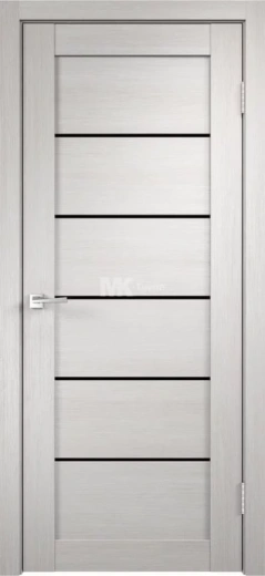 Дверное полотно Экошпон LINEA 1 цвет Венге стекло Лакобель черное