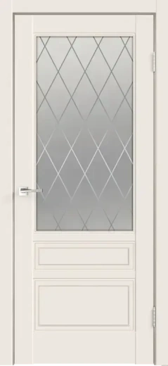 Дверное полотно Эмаль SCANDI 3V цвет Слоновая кость стекло РОМБ Мателюкс