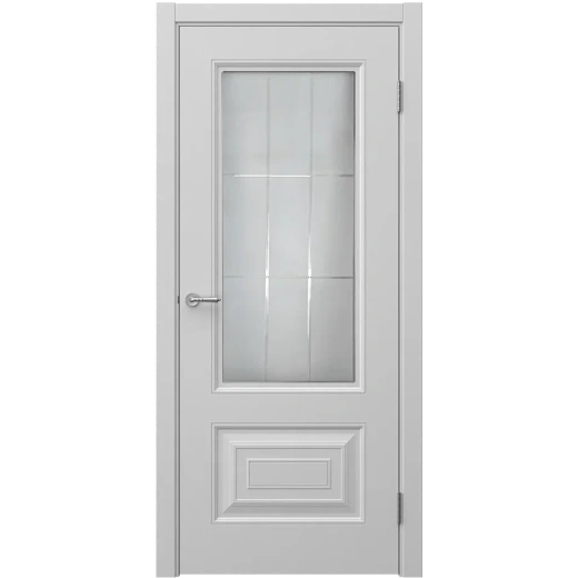 Дверь со стеклом Сван 6 ДО светло-серая эмаль стекло матовое с рисунком