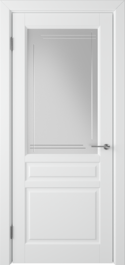 Дверь со стеклом Stockholm белая эмаль стекло Crystal Cloud Line