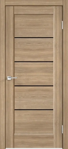 Дверное полотно Экошпон PREMIER 1 цвет Дуб Европейский стекло Лакобель черное