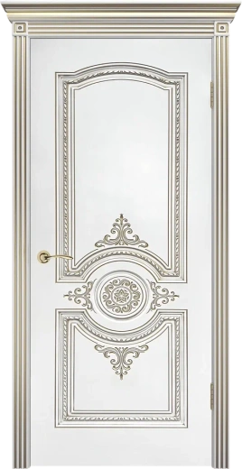 Дверь глухая Мерида В3 ПГ белая эмаль с патиной золото