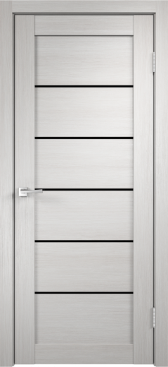 Дверное полотно Экошпон LINEA 1 цвет Дуб белый стекло Лакобель черное