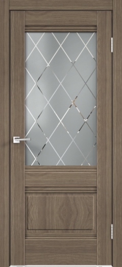 Дверное полотно Экошпон ALTO 2V цвет Ильм Европейский стекло РОМБ светлый