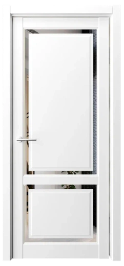 Дверь эмалит Афина-2 винил белый зеркало грей