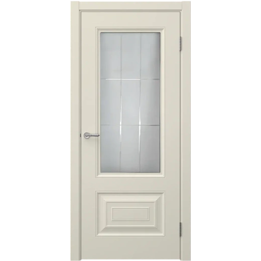 Дверь со стеклом Сван 6 ДО бежевая эмаль стекло матовое с рисунком