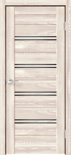 Дверное полотно Экошпон XLINE 4 цвет Клён крем стекло Лакобель черное