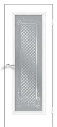 Дверное полотно Эмаль LEDO 1 4V цвет Белый стекло Мателюкс каленое Престиж