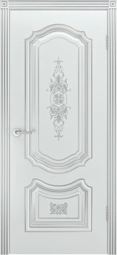 Дверь глухая Катания В3 ПГ белая эмаль с патиной серебро