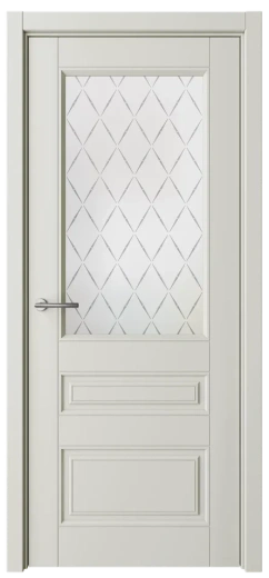 Дверь со стеклом Классика-3 ПО латте эмаль