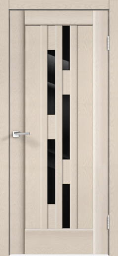 Дверное полотно SoftTouch PREMIER 8 цвет Ясень капучино структурный стекло Лакобель черное