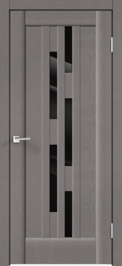 Дверное полотно SoftTouch PREMIER 8 цвет Ясень грей структурный стекло Лакобель черное