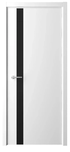 Дверь со стеклом Геометрия 5 белая эмаль лакобель черное