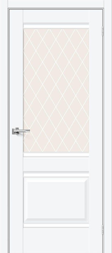 Дверь эмалит Прима-3 ПЭТ White Silk